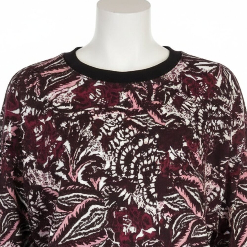 NWT Joie Caleigh Burgundy Floral Paisley Cotton Crop Sweatshirt Womens M - Picture 5 of 13